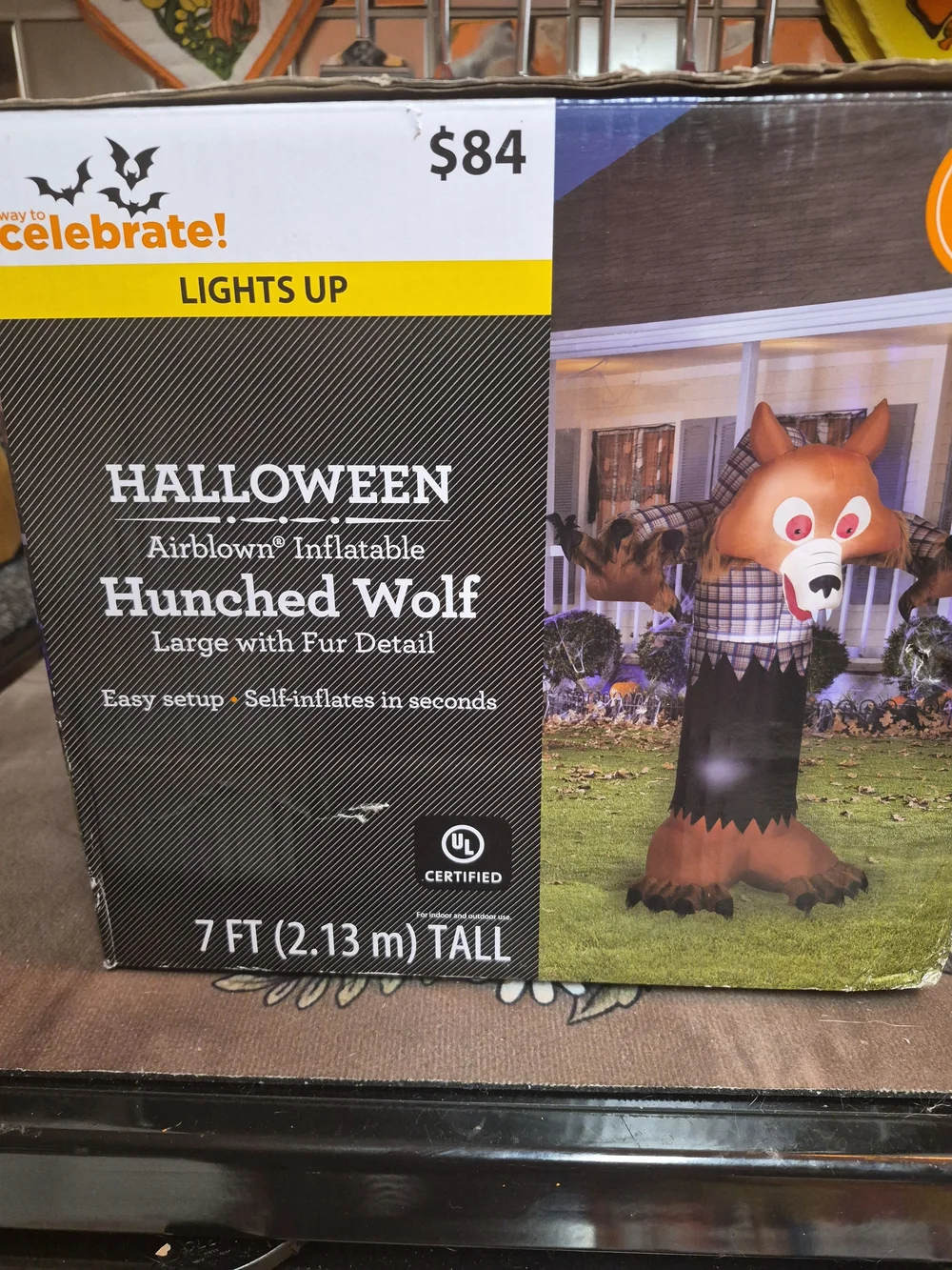 The Wav to Celebrate! Halloween Airblown 7 ft Lighted Wolf Inflatable in multico